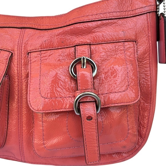 Coach | Patent Leather Purse in Salmon Pink - 12.5” x 8” x 3” - Picture 7 of 14